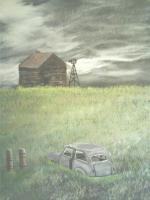 Scenes - Old Car Old House - Acrylic